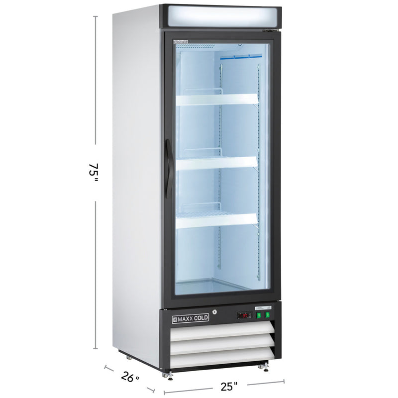 Maxx Cold Single Glass Door Merchandiser Refrigerator, Free Standing, 16 cu. ft., in White