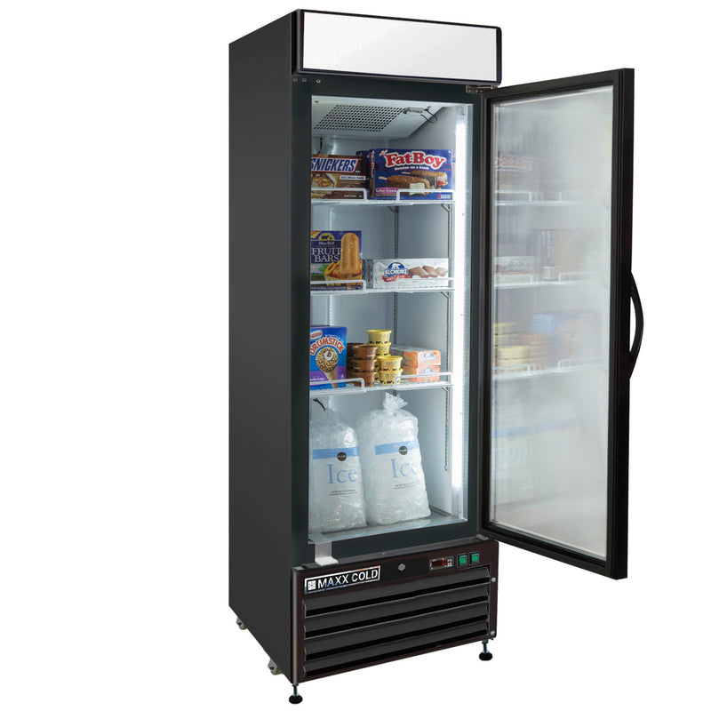 Maxx Cold Single Glass Door Merchandiser Freezer, 23 cu. ft. Storage Capacity, in Black