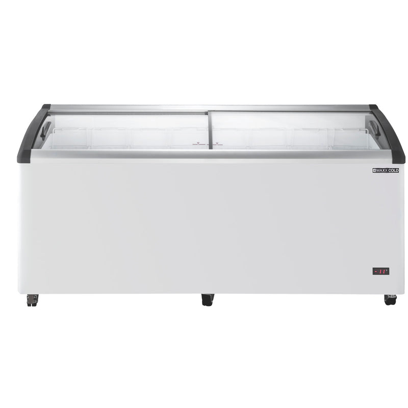Maxx Cold Curved Glass Top Chest Freezer Display, 14.30 cu. ft. Storage Capacity, in White