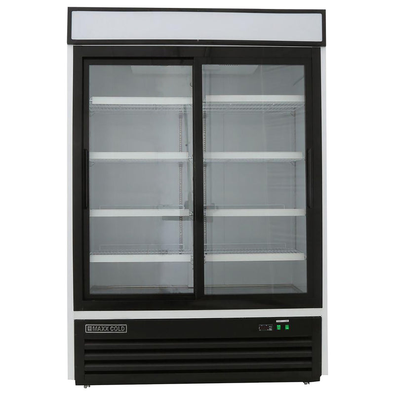 Main Image of Maxx Cold Double Glass Door Merchandiser Refrigerator, Sliding Door, 54"W, 48 cu. ft. Storage Capacity, in White (MXM2-48RSHC)