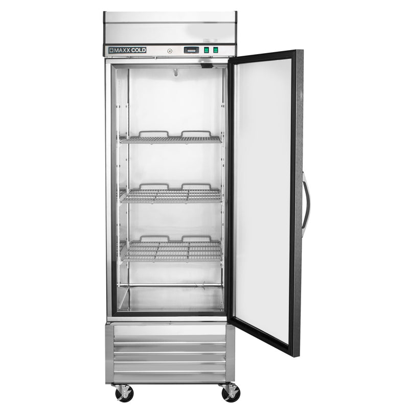 Maxx Cold Single Glass Door Reach-In Refrigerator, Bottom Mount, 23 cu. ft., in Stainless Steel