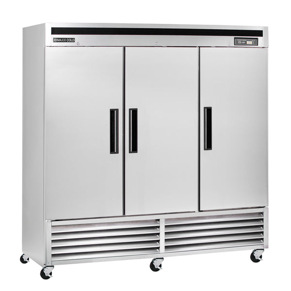 Maxx Cold Triple Door Reach-In Refrigerator, Bottom Mount, in Stainless Steel