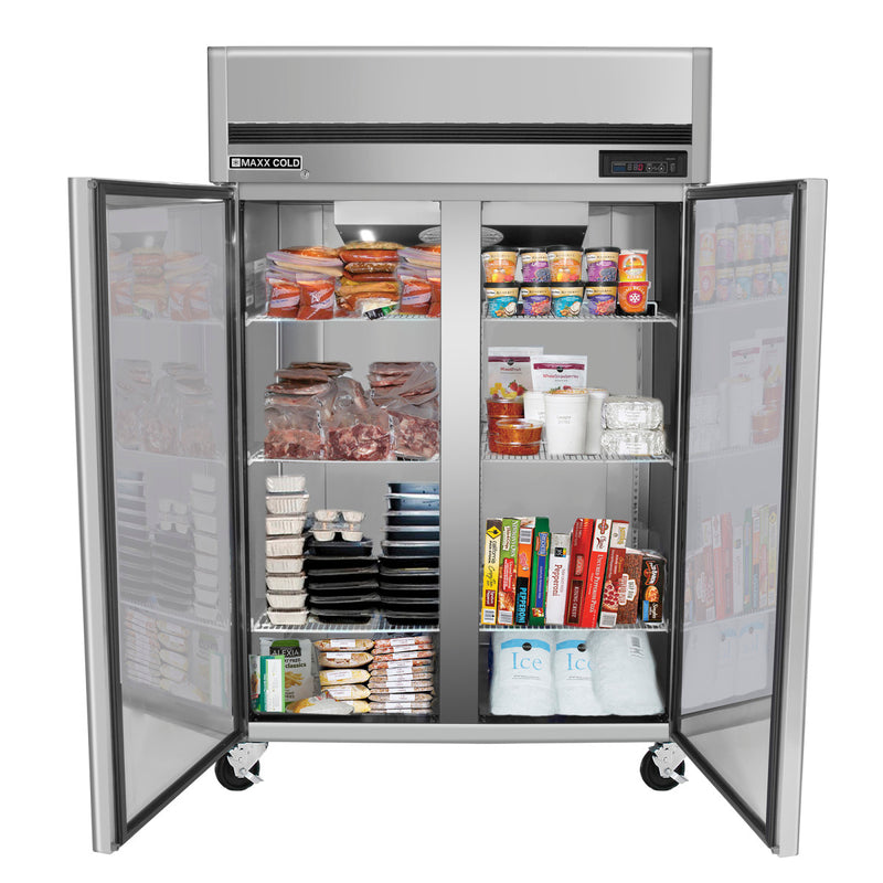 Maxx Cold Double Door Reach-In Freezer, Top Mount, 49 cu. ft., Energy Star, Stainless Steel- Lifestyle