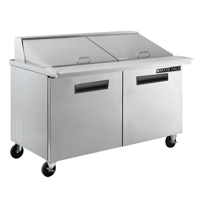 Maxx Cold Two-Door Refrigerated Megatop Prep Unit, 15.5 cu. ft. Storage Capacity, in Stainless Steel