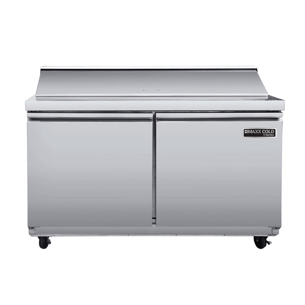 Maxx Cold V-Series 2 Door Refrigerated Sandwich and Salad Prep Station, in Stainless Steel