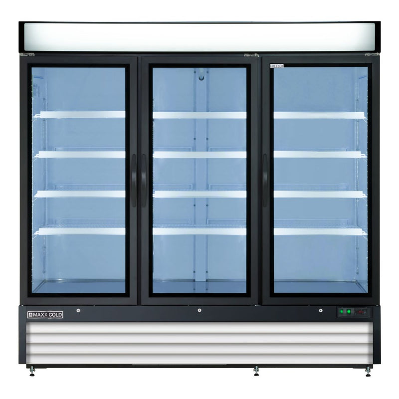 Maxx Cold Triple Glass Door Merchandiser Freezer, Free Standing, 72 cu. ft., in White