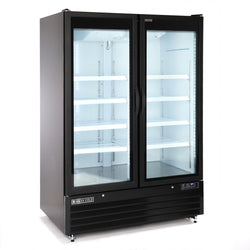 Maxx Cold Double Glass Door Merchandiser Refrigerator, Large Storage Capacity, 50 cu. ft., in Black