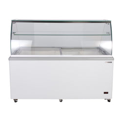 Maxx Cold Curved Glass Ice Cream Dipping Cabinet Freezer, 20 cu. ft. Storage Capacity, in White