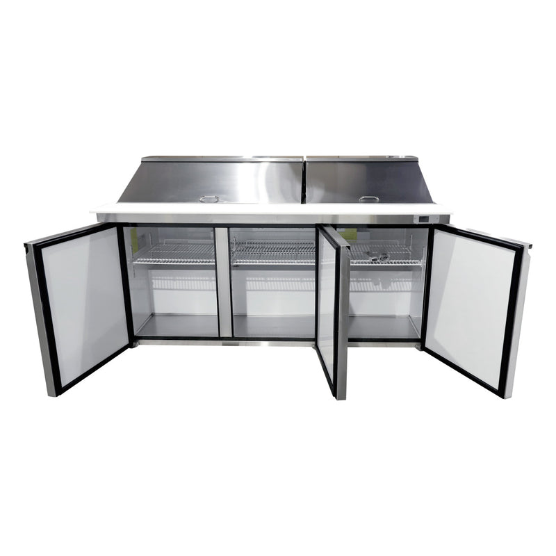 Open Image of Maxx Cold V-Series 3 Door Refrigerated Mega Top Prep Table, 72"W, 19.6 cu ft, in Stainless Steel (MVR72MHC)