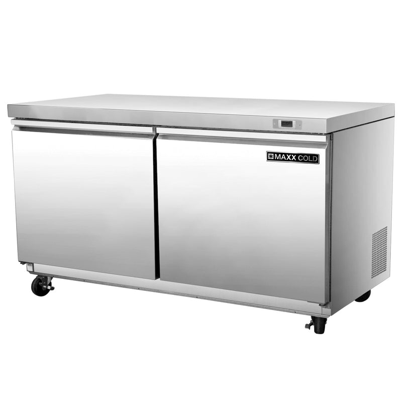 Maxx Cold Double Door Undercounter Refrigerator, 14.1 cu. ft. Storage Capacity, in Stainless Steel