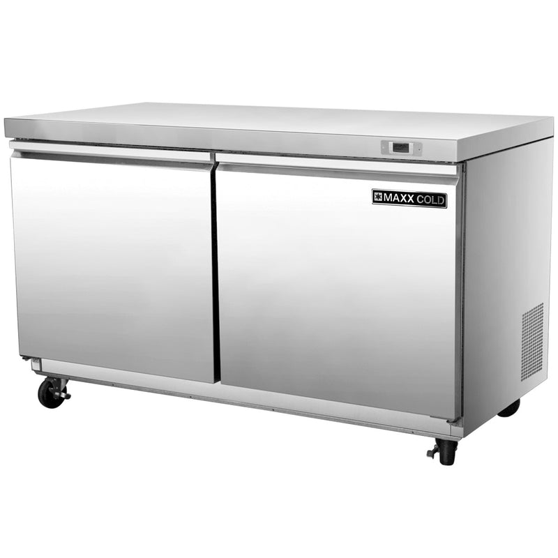 Maxx Cold Double Door Undercounter Freezer, 11.1 cu. ft. Storage Capacity, in Stainless Steel
