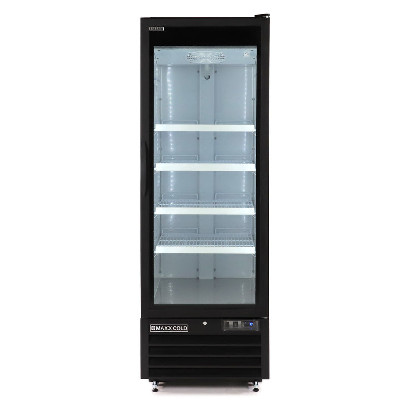Maxx Cold Single Glass Door Merchandiser Freezer, Large Storage Capacity, 30 cu. ft., in Black