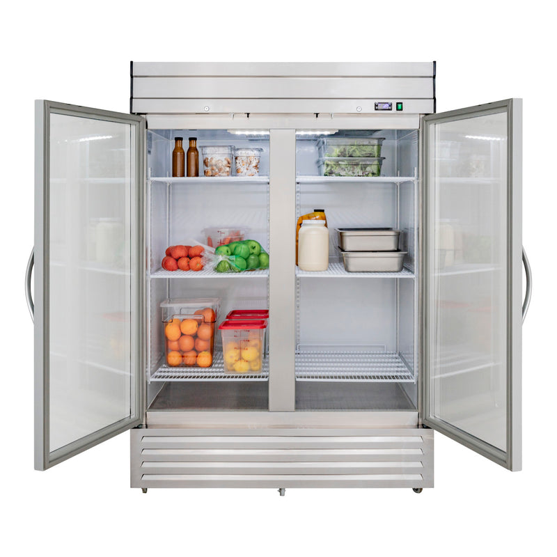 Maxx Cold V-Series 2 Glass Door Reach-In Refrigerator, Bottom Mount, in Stainless Steel