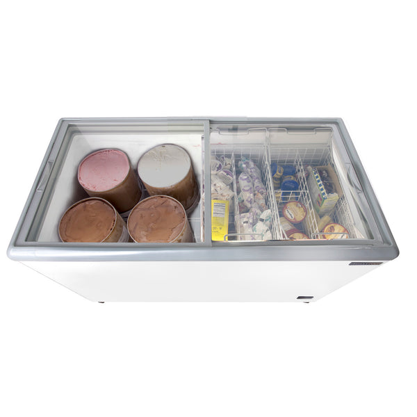 Maxx Cold X-Series Sliding Glass Top Mobile Ice Cream Display Freezer, in White
