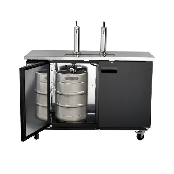 Maxx Cold Dual Tower Beer Dispenser, 14.2 cu. ft., 2 Barrels/Kegs (402L), in Black/Stainless Top