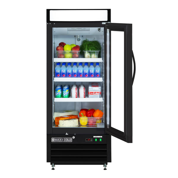 Maxx Cold Single Glass Door Merchandiser Refrigerator, in Black